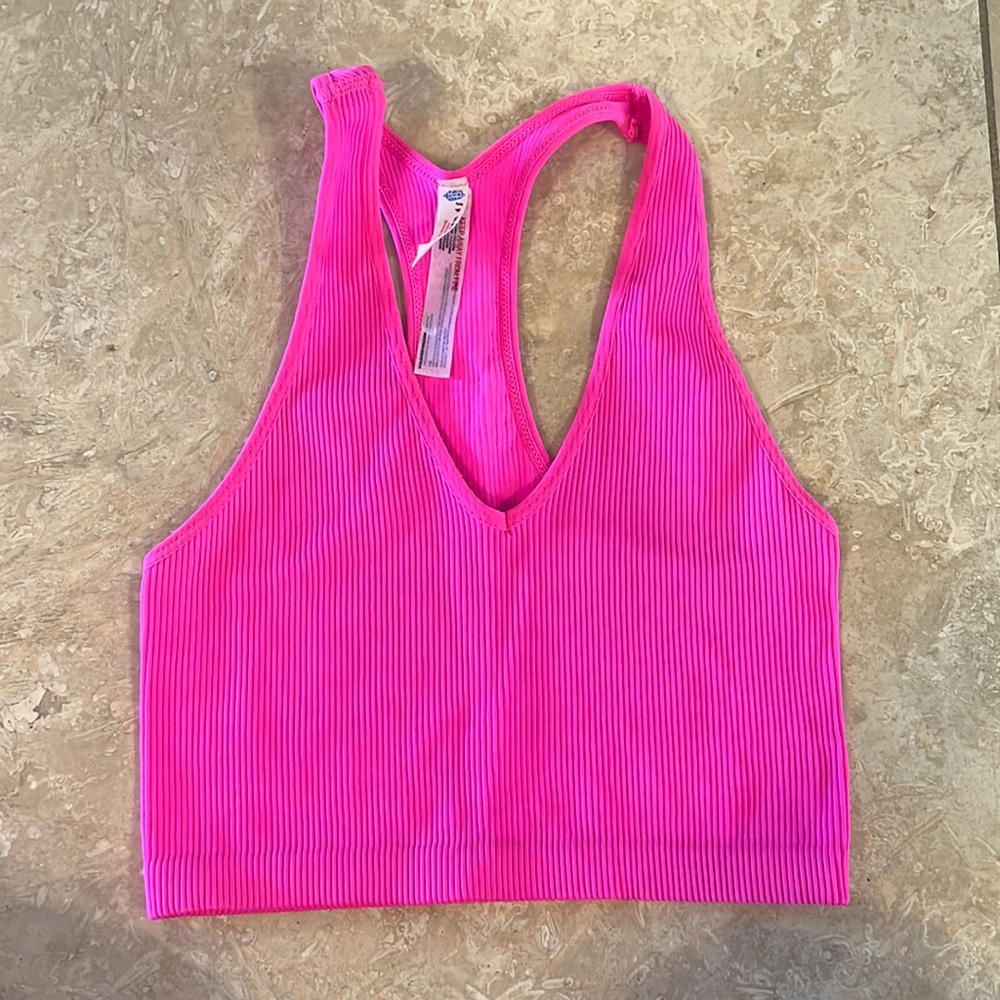 EUC Free People hot pink crop top size small.